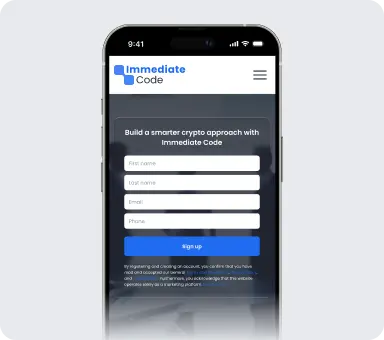 Sign up form on Immediate Code registration page